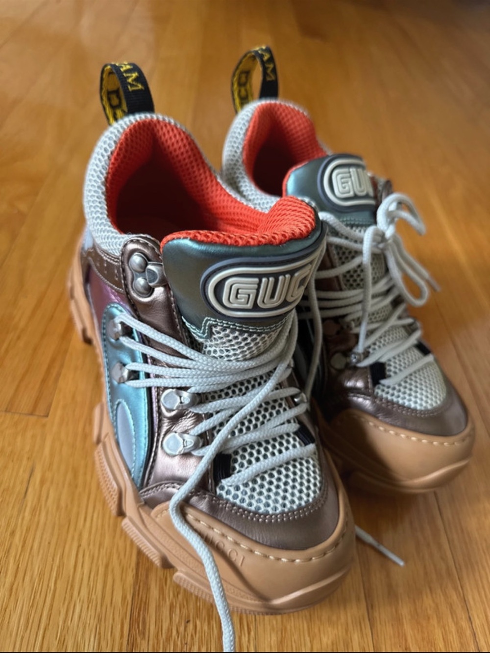 Gucci Metallic Brown, Blue & Orange Chunky Sneakers